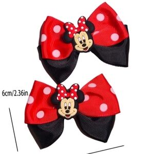 Red and Black Minnie Mouse Hair Bows